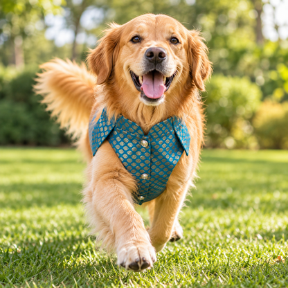 Brocade Blue Sherwani for Dogs