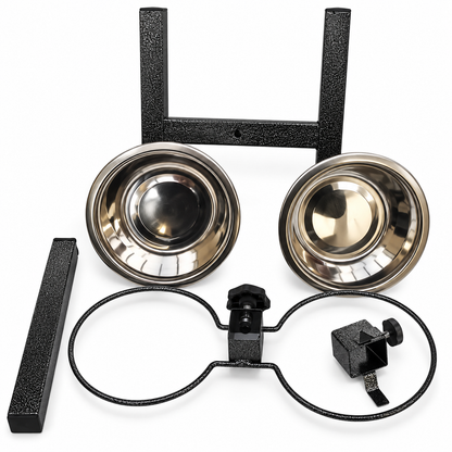 Buddy Dine Duo - H -Shaped Stainless Steel Double Bowl Stand for Pets