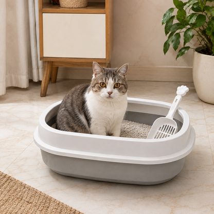 Cat tray and scooper