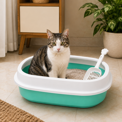 Cat tray and scooper
