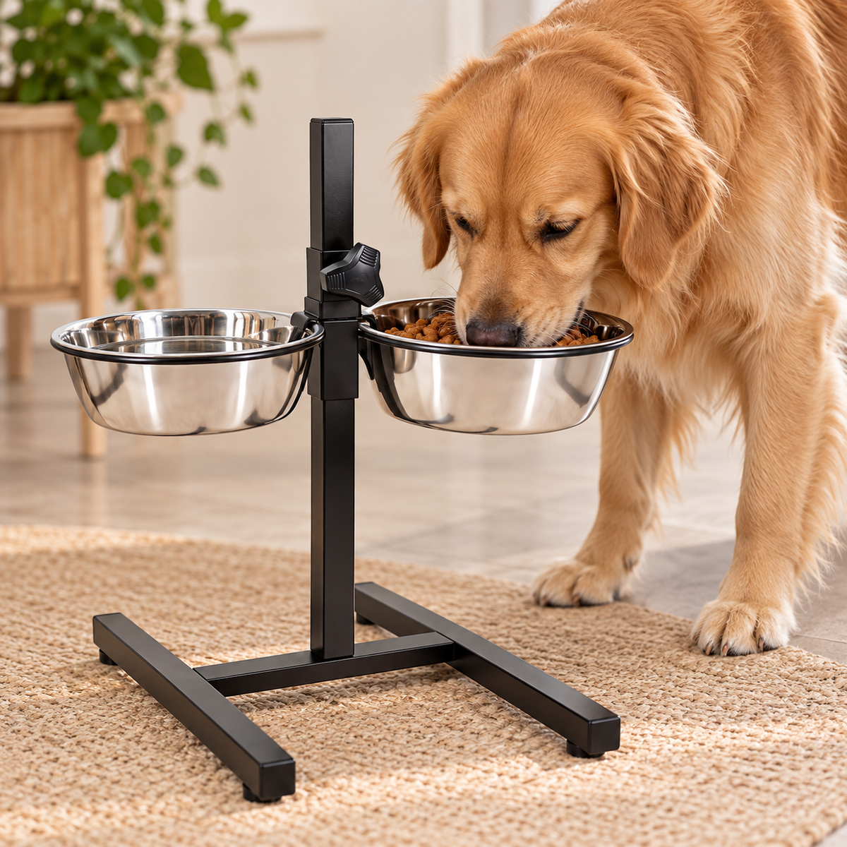 Buddy Dine Duo - H -Shaped Stainless Steel Double Bowl Stand for Pets